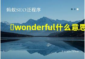  wonderful什么意思