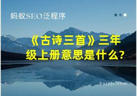 《古诗三首》三年级上册意思是什么?