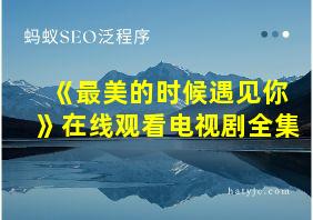 《最美的时候遇见你》在线观看电视剧全集