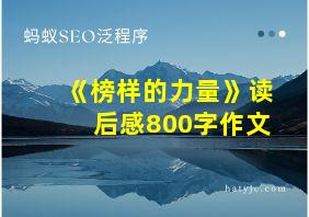 《榜样的力量》读后感800字作文