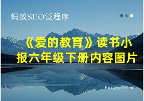 《爱的教育》读书小报六年级下册内容图片