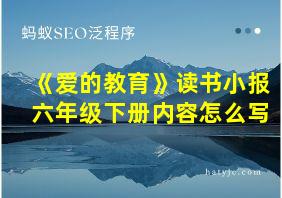 《爱的教育》读书小报六年级下册内容怎么写