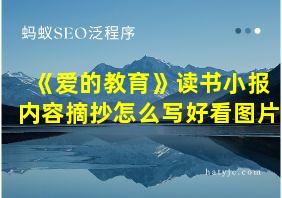 《爱的教育》读书小报内容摘抄怎么写好看图片