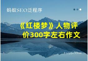 《红楼梦》人物评价300字左右作文