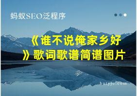 《谁不说俺家乡好》歌词歌谱简谱图片