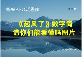 《起风了》数字简谱你们能看懂吗图片