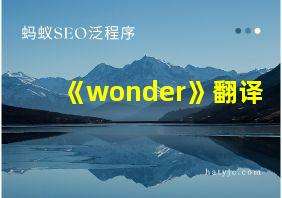 《wonder》翻译