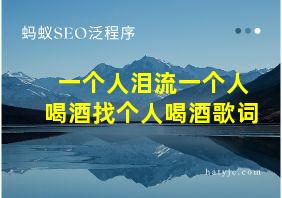 一个人泪流一个人喝酒找个人喝酒歌词