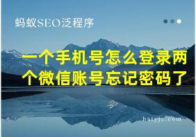 一个手机号怎么登录两个微信账号忘记密码了