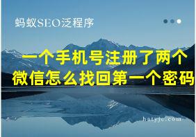 一个手机号注册了两个微信怎么找回第一个密码