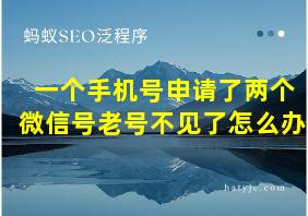 一个手机号申请了两个微信号老号不见了怎么办