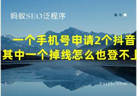 一个手机号申请2个抖音其中一个掉线怎么也登不上