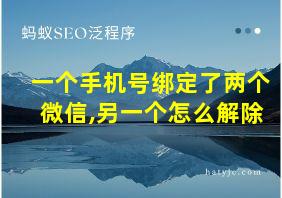 一个手机号绑定了两个微信,另一个怎么解除