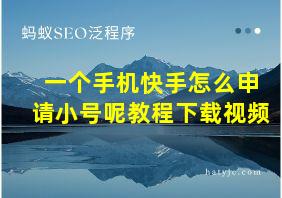 一个手机快手怎么申请小号呢教程下载视频