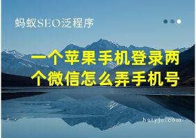 一个苹果手机登录两个微信怎么弄手机号