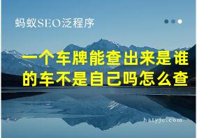 一个车牌能查出来是谁的车不是自己吗怎么查