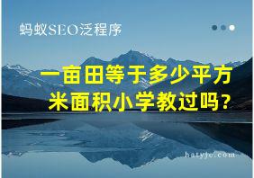 一亩田等于多少平方米面积小学教过吗?