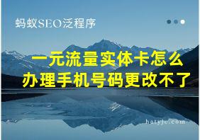 一元流量实体卡怎么办理手机号码更改不了