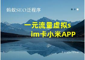 一元流量虚拟sim卡小米APP