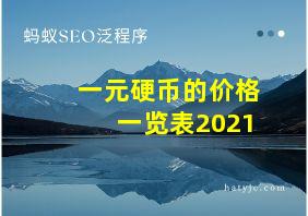 一元硬币的价格一览表2021