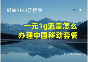 一元1g流量怎么办理中国移动套餐