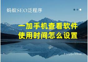 一加手机查看软件使用时间怎么设置