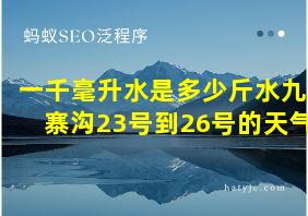 一千毫升水是多少斤水九寨沟23号到26号的天气