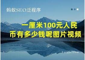 一厘米100元人民币有多少钱呢图片视频