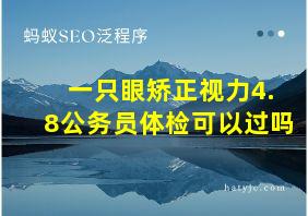 一只眼矫正视力4.8公务员体检可以过吗