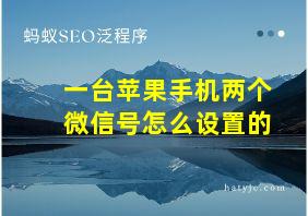 一台苹果手机两个微信号怎么设置的