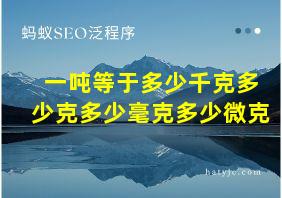 一吨等于多少千克多少克多少毫克多少微克