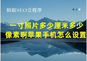 一寸照片多少厘米多少像素啊苹果手机怎么设置