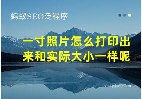 一寸照片怎么打印出来和实际大小一样呢