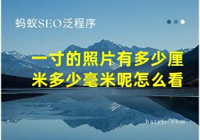 一寸的照片有多少厘米多少毫米呢怎么看