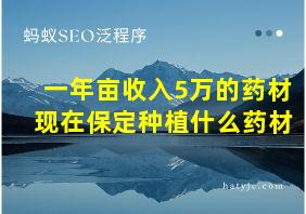 一年亩收入5万的药材现在保定种植什么药材