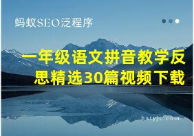 一年级语文拼音教学反思精选30篇视频下载