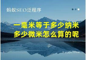 一毫米等于多少纳米多少微米怎么算的呢