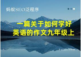 一篇关于如何学好英语的作文九年级上