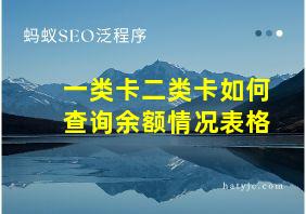 一类卡二类卡如何查询余额情况表格