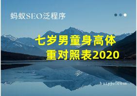 七岁男童身高体重对照表2020