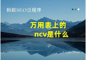 万用表上的ncv是什么