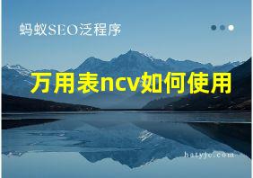 万用表ncv如何使用