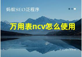 万用表ncv怎么使用