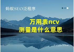 万用表ncv测量是什么意思