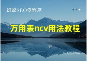 万用表ncv用法教程