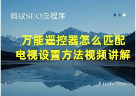 万能遥控器怎么匹配电视设置方法视频讲解