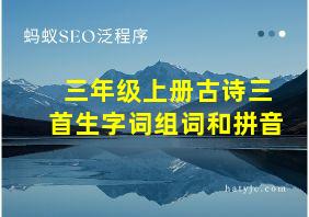 三年级上册古诗三首生字词组词和拼音