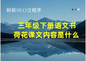 三年级下册语文书荷花课文内容是什么