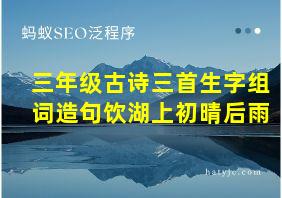 三年级古诗三首生字组词造句饮湖上初晴后雨