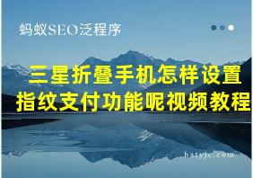 三星折叠手机怎样设置指纹支付功能呢视频教程